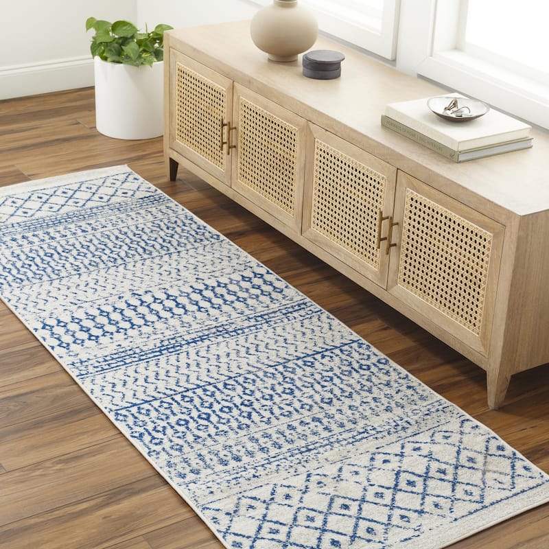 Livabliss Elaziz Moroccan Geometric Area Rug - Blue - 2' 7" x 10'