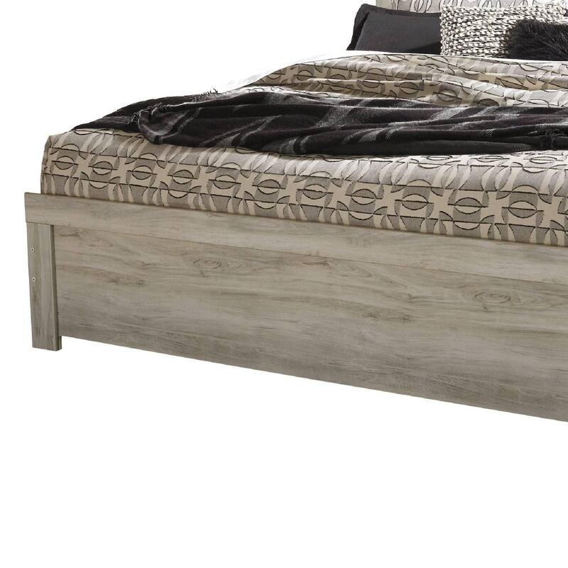 Simon Queen Panel Bed, Bordered Headboard and Footboard, Whitewash Wood