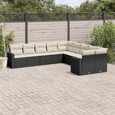 vidaXL Patio Sofa Set with Cushions Outdoor Conversation Furniture Poly Rattan