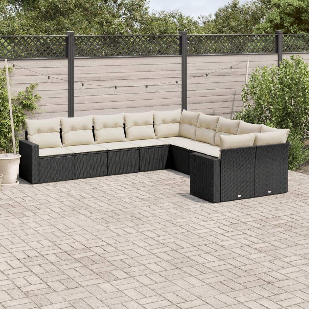 vidaXL Patio Sofa Set with Cushions Outdoor Conversation Furniture Poly Rattan