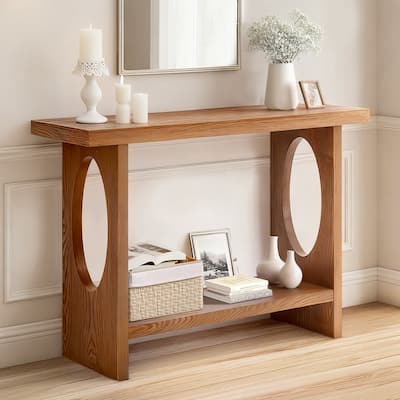 47.24" Solid Wood Veneer Console Table Entryway Sofa Table - 31.5"H x 47.24"L x 13.78"W