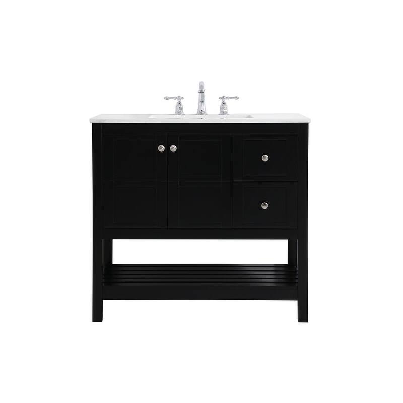 Elegant Lighting VF16436 Theo 36" Free Standing Single Basin Vanity - Black - Anthracite Finish