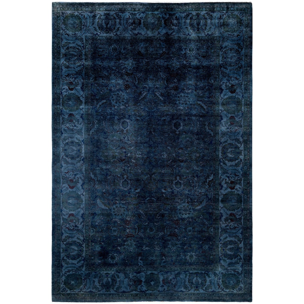 Overdyed One-of-a-Kind Hand-Knotted Area Rug - Blue - 6' 4" x 9' 5"
