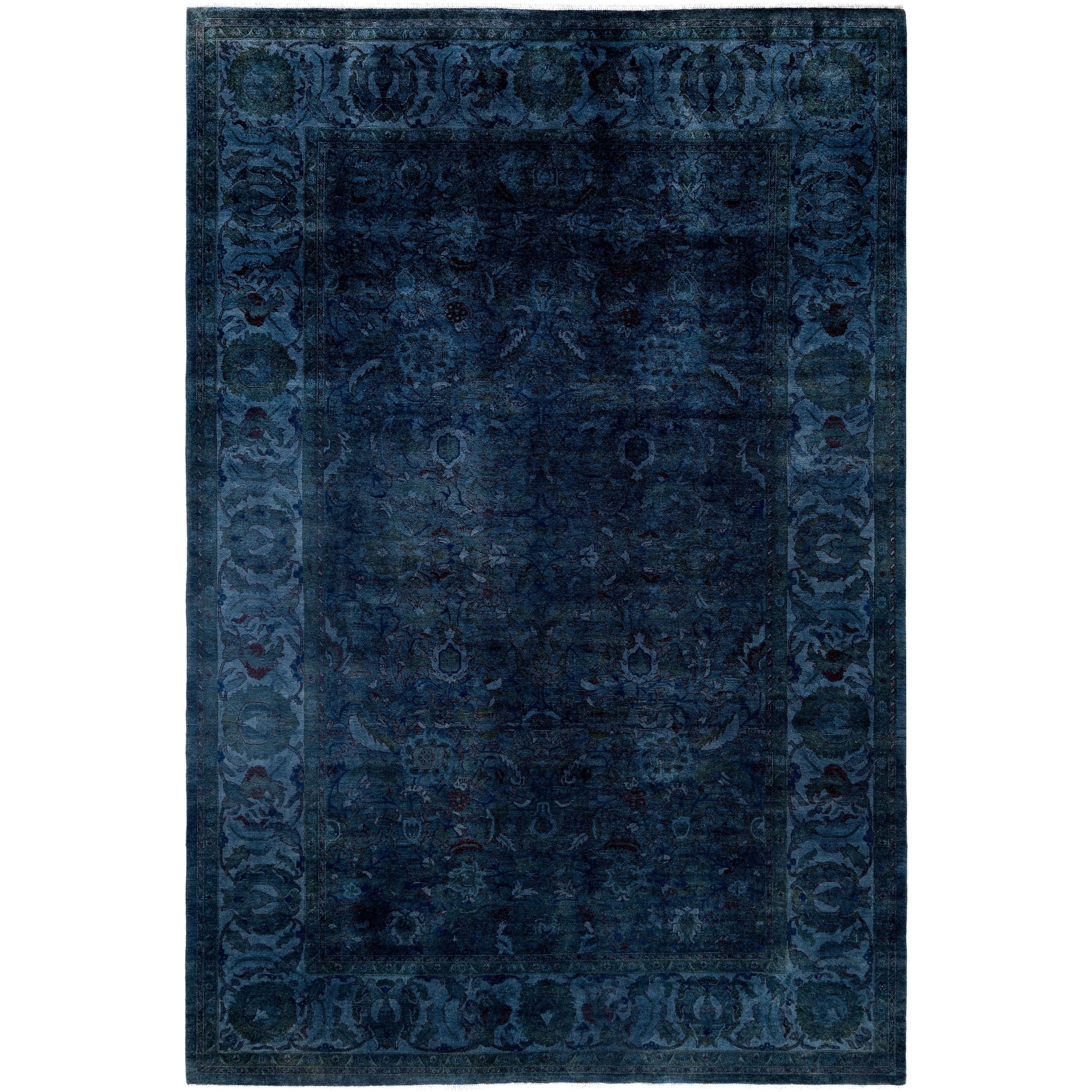 Overdyed One-of-a-Kind Hand-Knotted Area Rug - Blue - 6' 4" x 9' 5"