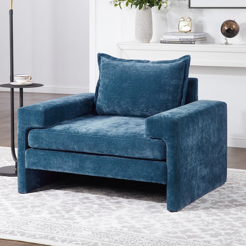 Christopher Knight Home - Wynter Oversized Chenille Upholstered Armchair with Wide Armrests and Thick Cushion