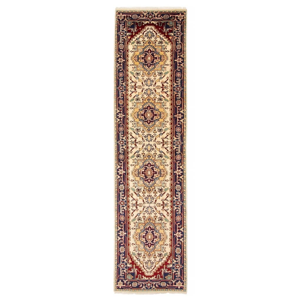 ECARPETGALLERY Hand-knotted Serapi Heritage Cream Wool Rug - 2'5 x 10'2