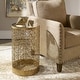 preview thumbnail 2 of 1, 24" gold greek inspired geometric accent table with a mirrored top