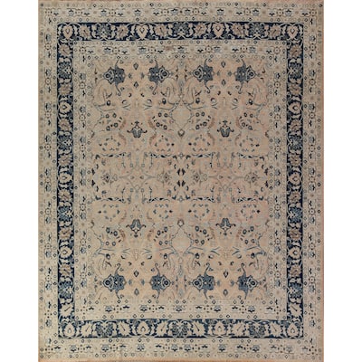 Hand Knotted Oriental 100% Wool Carpet Traditional All-Over Coral Ziegler Area Rug - 9' 7'' X 8' 2''
