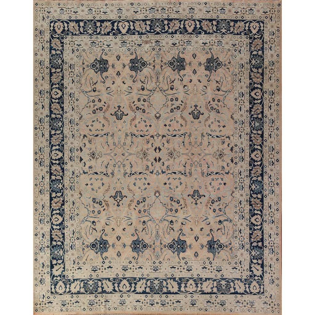Hand Knotted Oriental 100% Wool Carpet Traditional All-Over Coral Ziegler Area Rug - 9' 7'' X 8' 2''