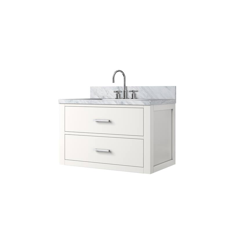 Castor Bath Vanity with Carrara Marble Top, Sink and Faucet