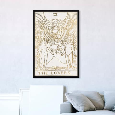 Oliver Gal 'The Lovers Tarot Luxe' Spiritual and Religious Framed Wall Art Prints Zodiac - Gold, White