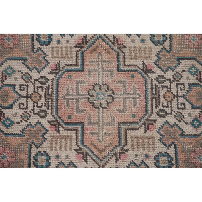 Hand Knotted Oriental 100% Wool Carpet Traditional Medallion Pink Tabriz Area Rug - 10' 10'' X 7' 10''
