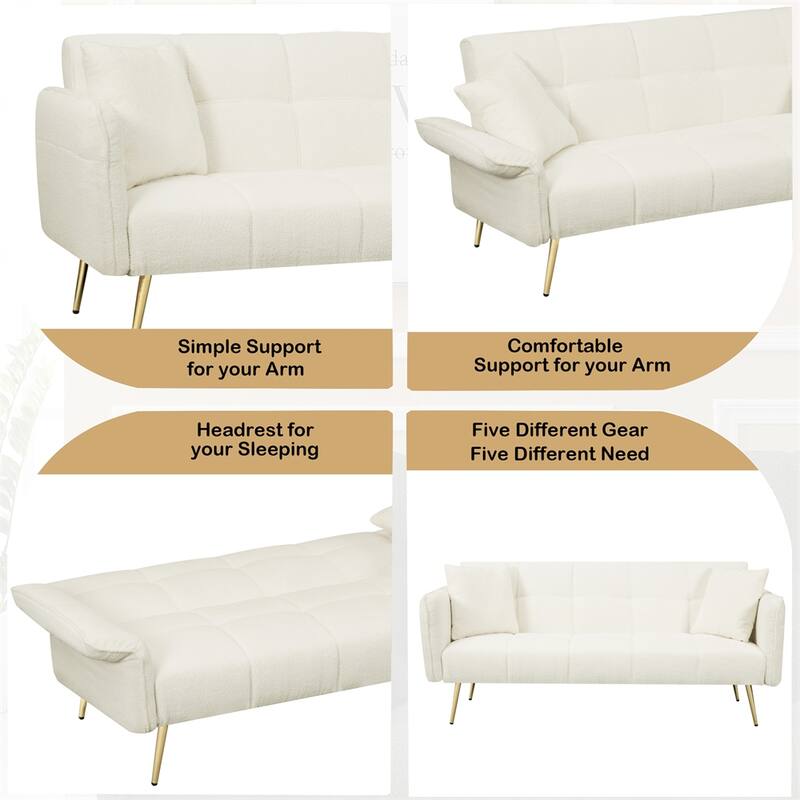 70 Inches ConvertibleFuton Sofabed with Adjustable Arms and Backrest