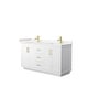 preview thumbnail 69 of 114, Miranda Double Vanity Set, Cultured Marble Top, No Mirror 60-Inch Double - White, Gold Trim, Carrara Cultured Marble Top