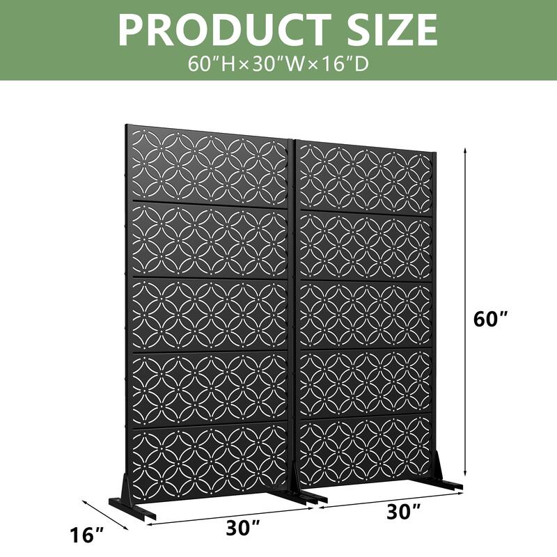 Privacy Metal Screen Fence Panel Horizontal Stripe Pattern Set of 2