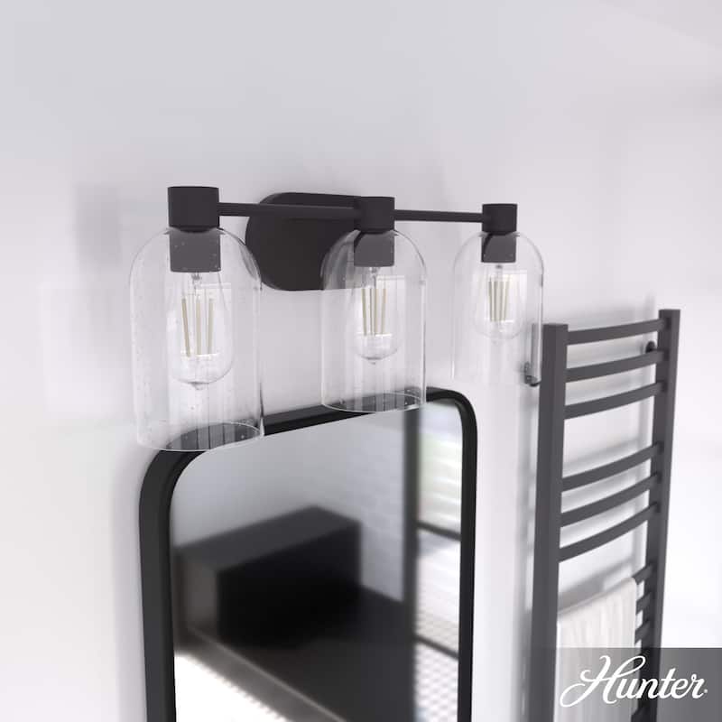 Hunter Lochemeade 3-Light Vanity Wall Light, Damp-rated - Bathroom, Laundry - Modern Farmhouse, Contemporary, Industrial - Noble Bronze