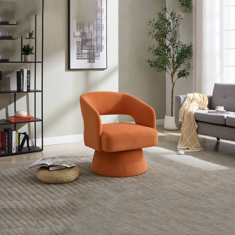 Swivel Barrel Chair, Velvet Accent Armchair 360 Degree Swivel Club Chair for Living Room Bedroom Reception Room
