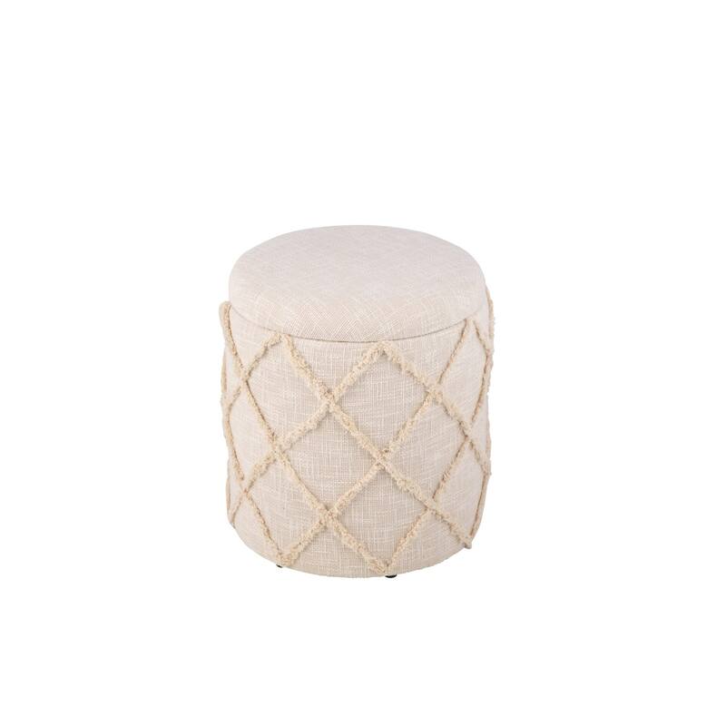 Handwoven Fabric Storage Ottoman