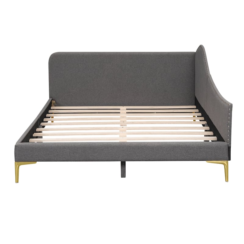 Full Size Modern Upholstered Daybed with Headboard and Armrest