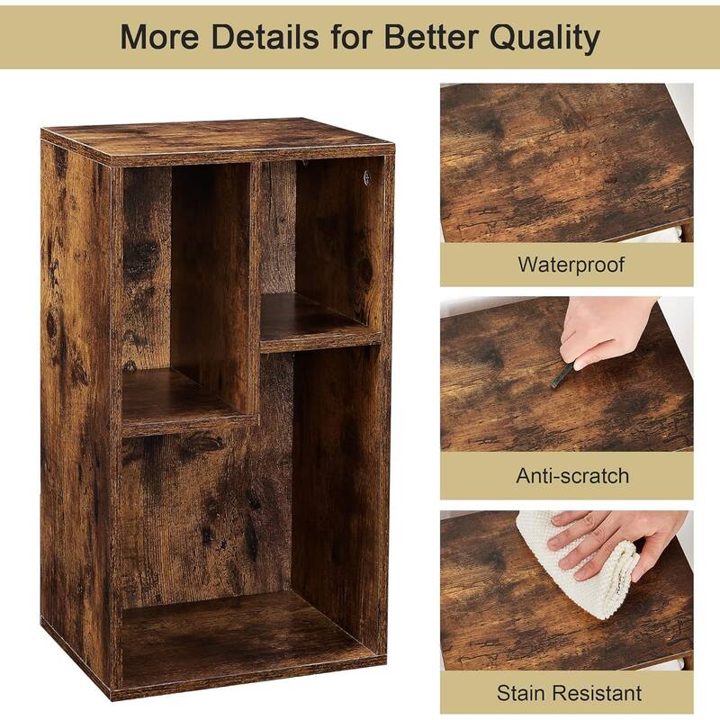 VECELO Wood Organizer Bookcase,Fits Tallest Hardcovers, Customized Storage Display Shelf, Free Standing for Living Room, Bedroom