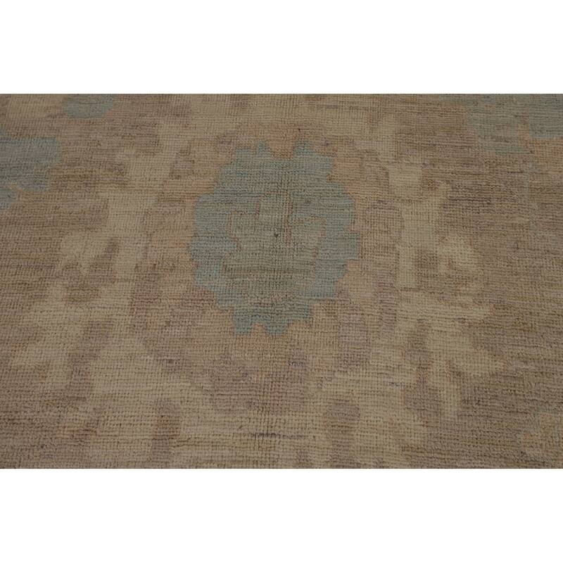Transitional Beige Oushak Turkish Area Rug Handmade Wool Carpet - 9'3"x 11'7"