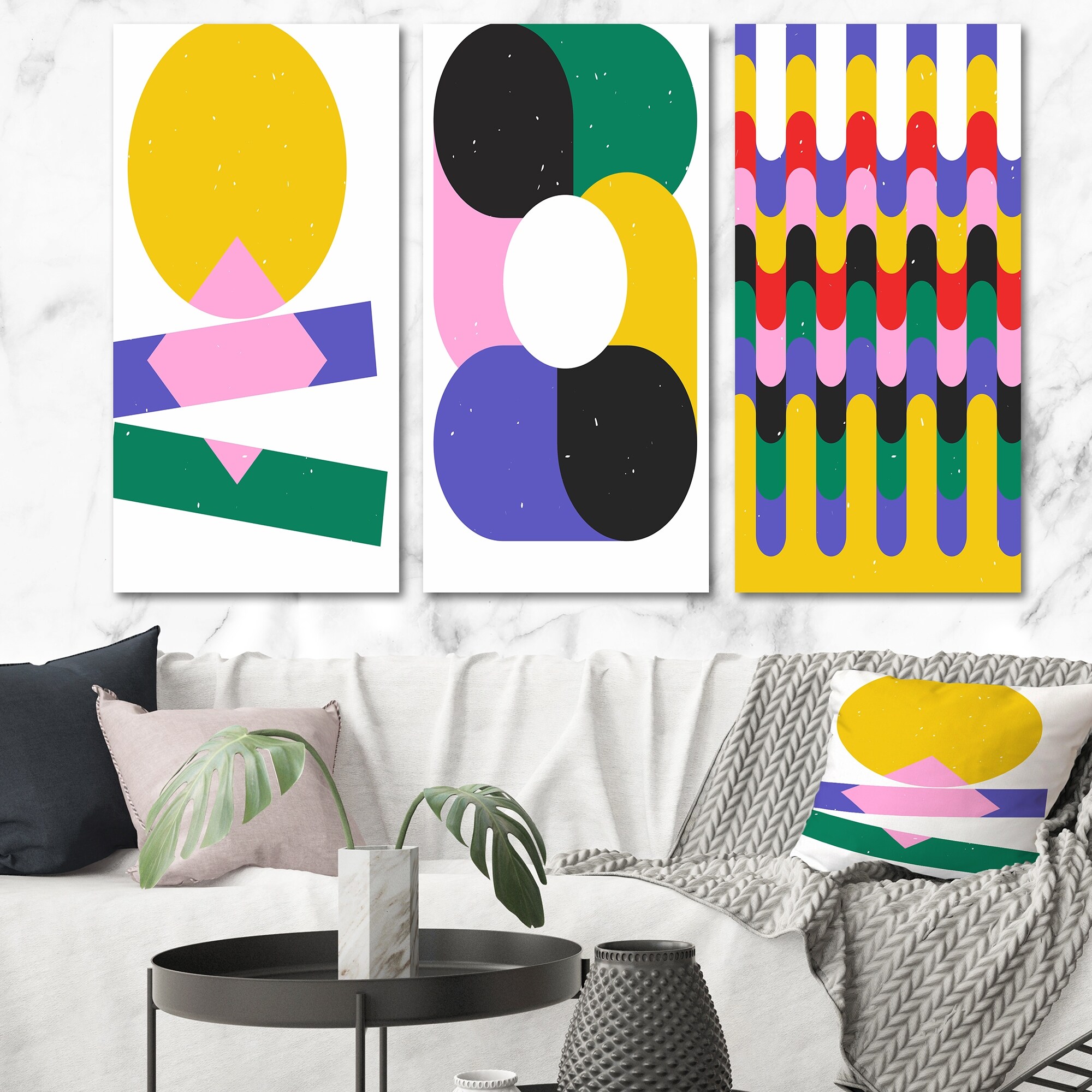 Retro Abstract Minimalist Colorful Geometrics VII - Modern Art Print by Designart-image