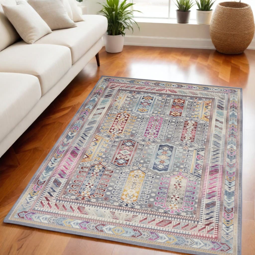 HomeRootsFloral Bohemian Rectangle Area Rug - 94' X '63' X '0.5