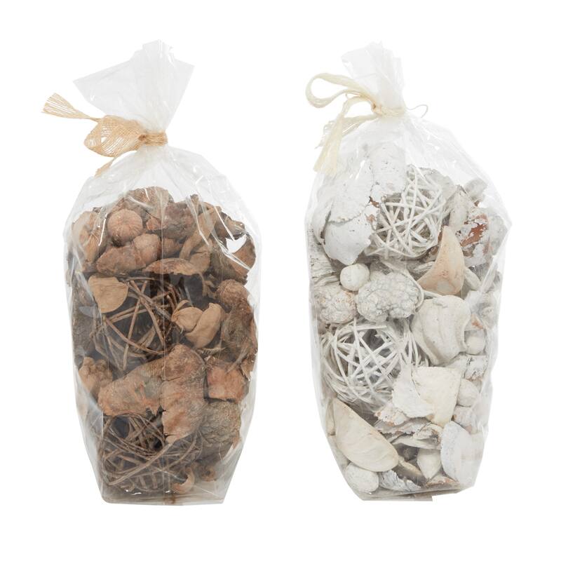 Wood Handmade Orbs & Vase Filler with Varying Designs - Set of 2 Brown - Roche River Decor