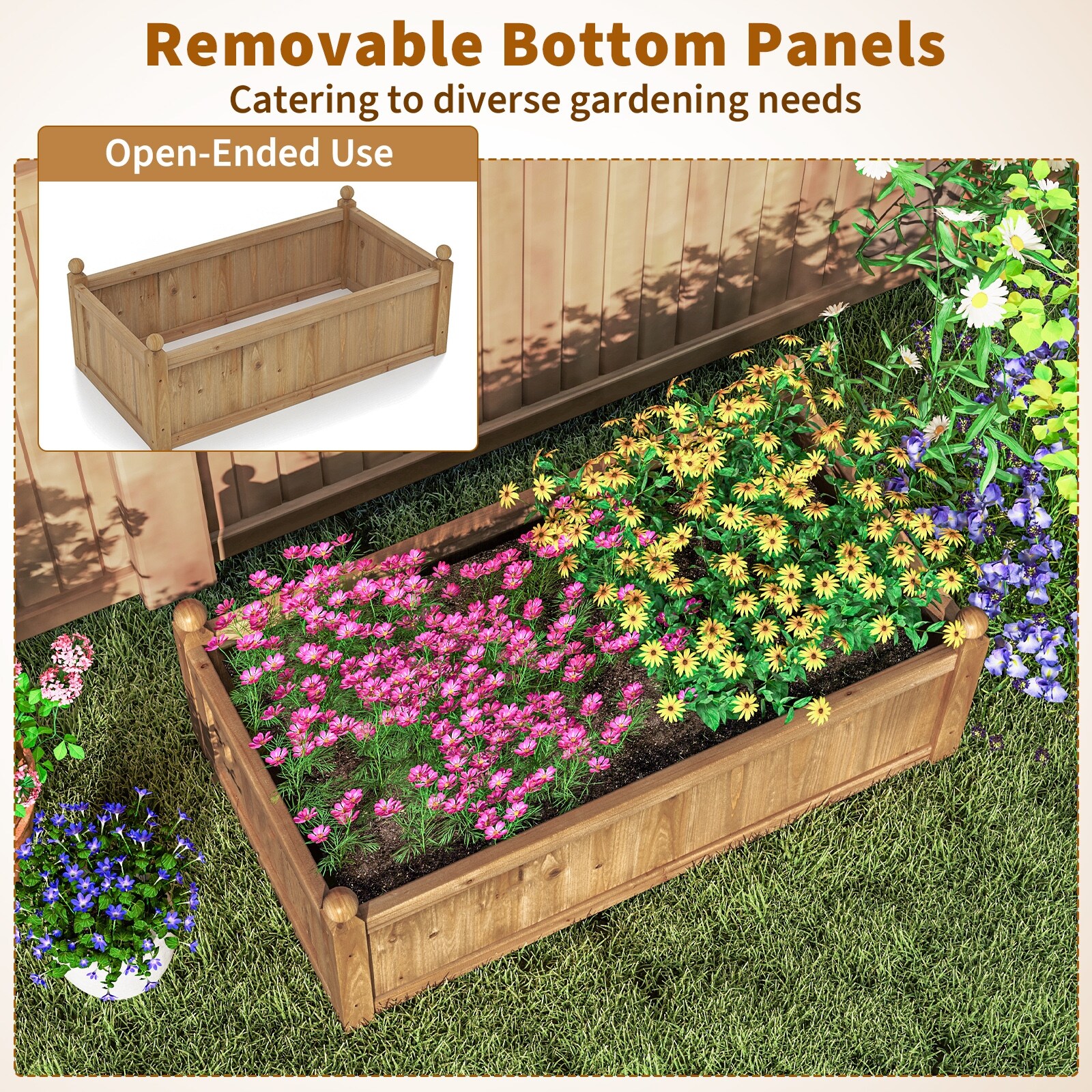 Gymax Raised Garden Bed 46'' x 24'' x 16'' Planter Box w/ 4