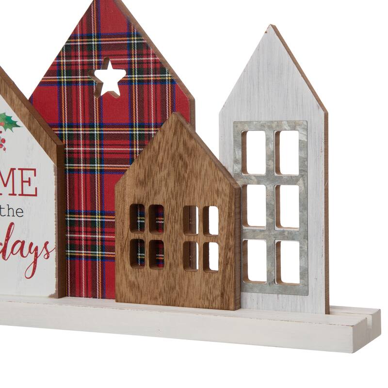 Glitzhome 20"L Metal and Wooden Christmas House Decor