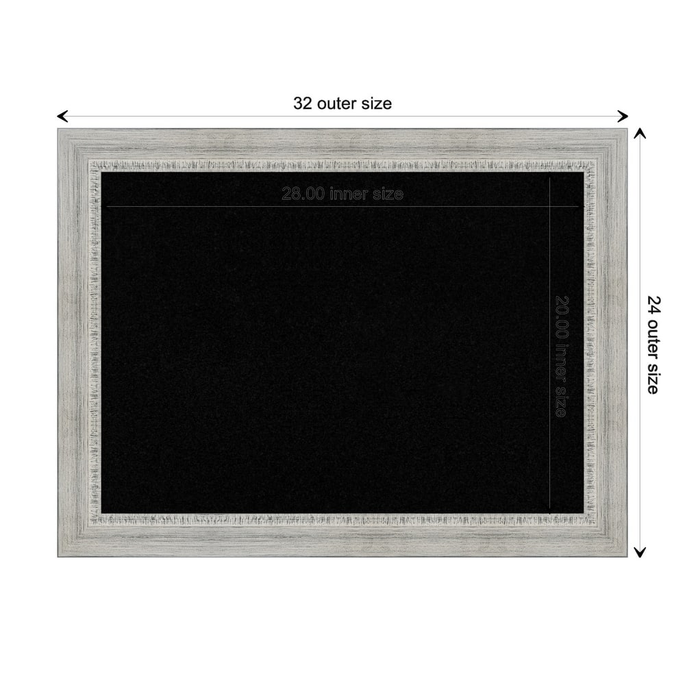 Rustic White Wash Wood Framed Black Corkboard Bulletin Board