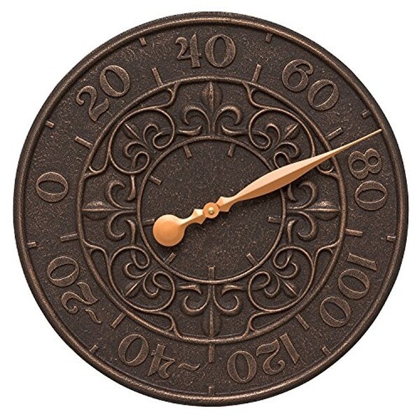 Whitehall Vine and Fleur Indoor Outdoor Wall Thermometer (Oil Rubbed Bronze) - Bronze