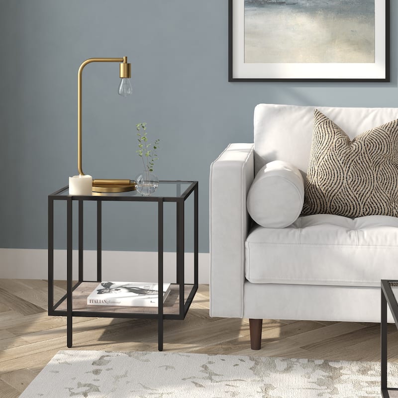 Vireo 20'' Wide Square Side Table - 20" Wide - Blackened Bronze with Gray Oak