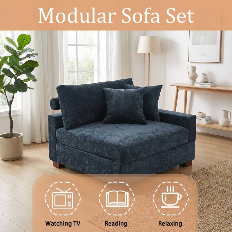 Chenille Upholstered Armless Accent Chair With Plush Cushion