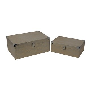 Set of 2 Gold Contemporary Sized Chrome Storage Boxes 12" - Bed Bath ...