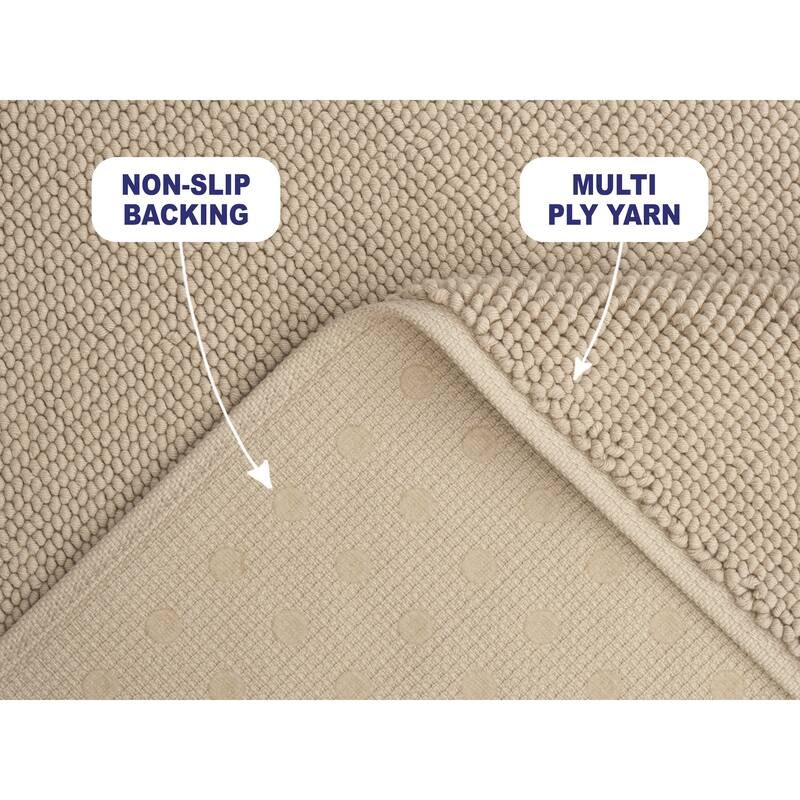 American Soft Linen 100% Cotton Bath Mat Rugs, 20x34 inches Slip Resistant Bottom Base Bath Mats for Bathroom