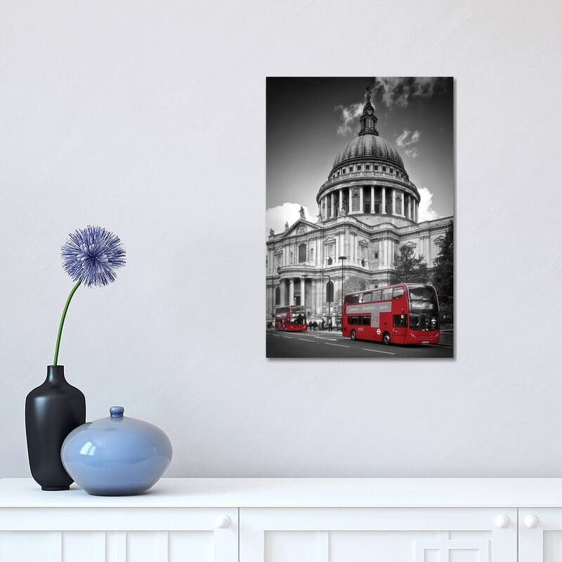 iCanvas "London St. Paul's Cathedral & Red Bus" by Melanie Viola Canvas Print - 18x12x1.5