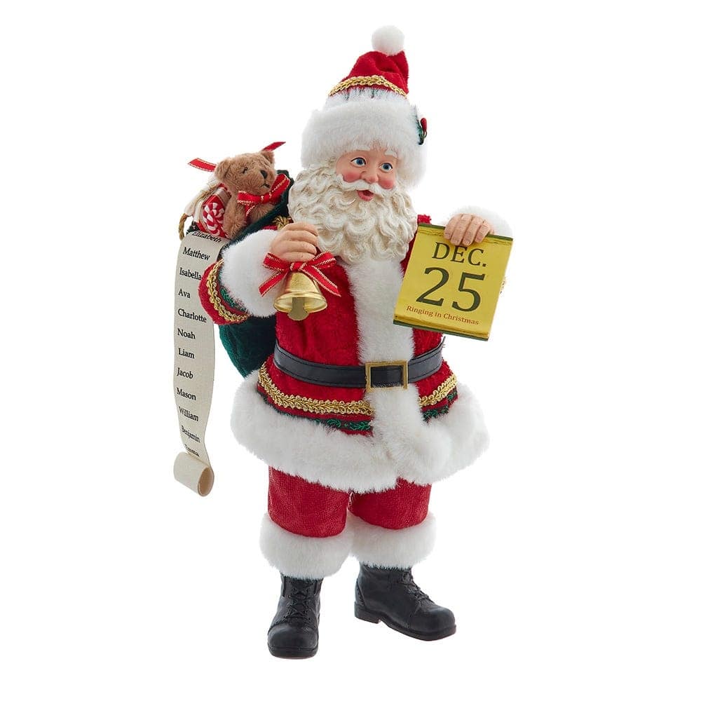 Kurt Adler 10.5" Fabriche Traditional Santa with December 25th Calendar