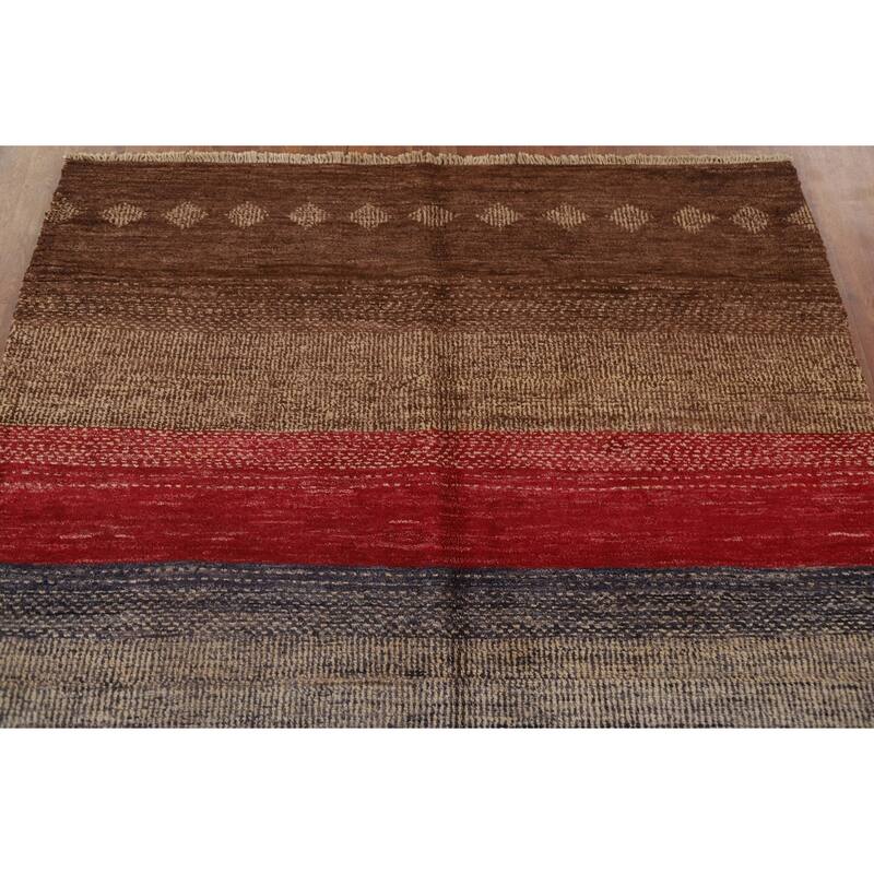 Gabbeh Kashkoli Striped Area Rug Handmade Wool Carpet - 4'6" x 6'5"