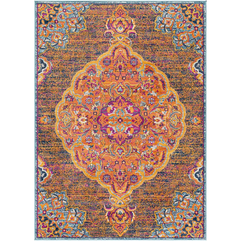 Livabliss Okeefe Vibrant Floral Medallion Area Rug
