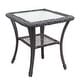 preview thumbnail 14 of 18, 3 Pieces Outdoor Wicker Swivel Rocker Set with Glass Top Side Table