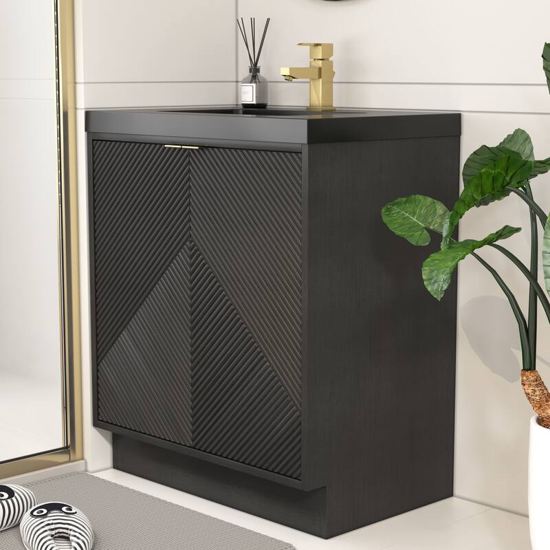 Milano 30" Freestanding Bathroom Vanity with Black Acrylic Sink