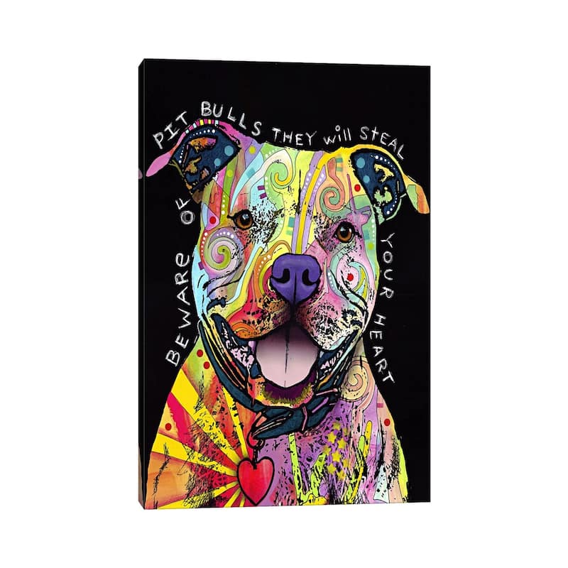 iCanvas "Beware of Pit Bulls" by Dean Russo Canvas Print