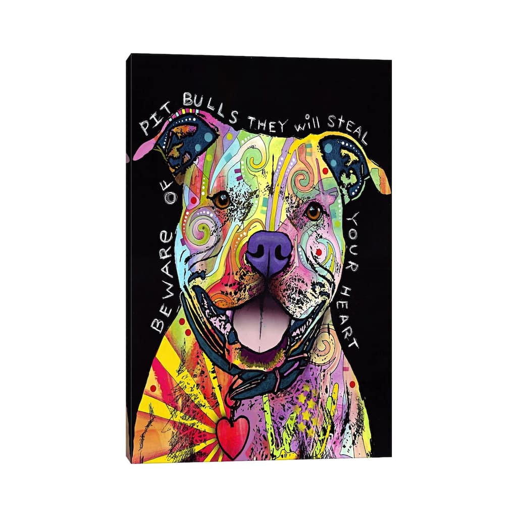 iCanvas "Beware of Pit Bulls" by Dean Russo Canvas Print