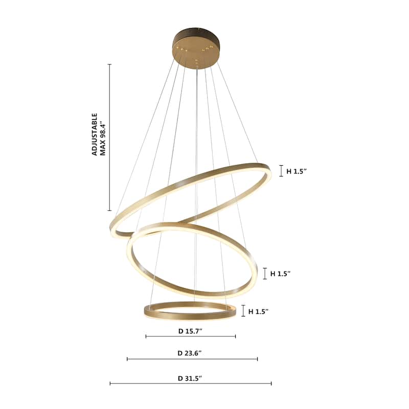 Gold Aluminum LED Lighting With 3 LED Rings - N/A