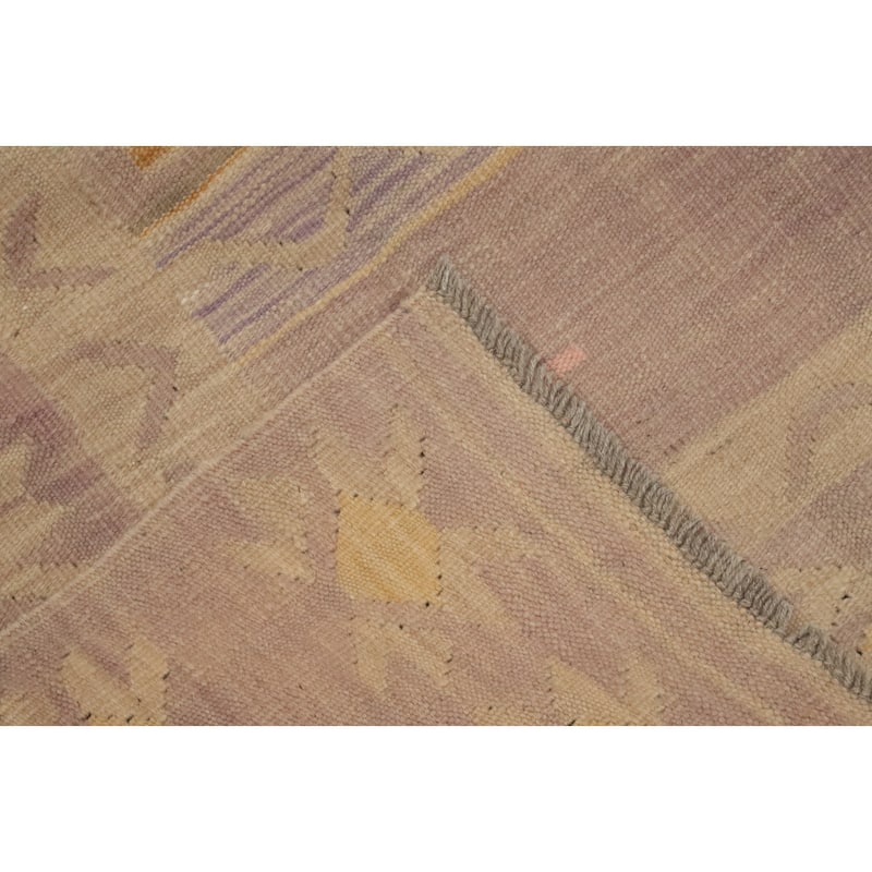 Hand Woven Oriental 100% Wool Carpet Southwestern Tribal Purples Kilim Area Rug - 7' 11'' X 5' 2''
