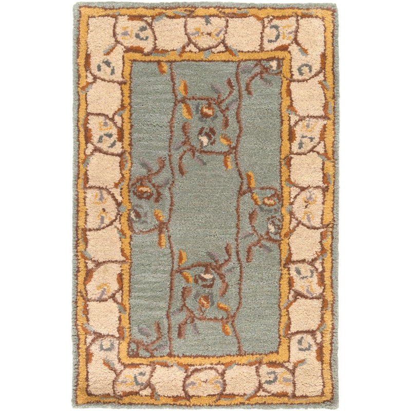 Hand-tufted Clady Casual Grey Border Wool Area Rug - 10' x 14'