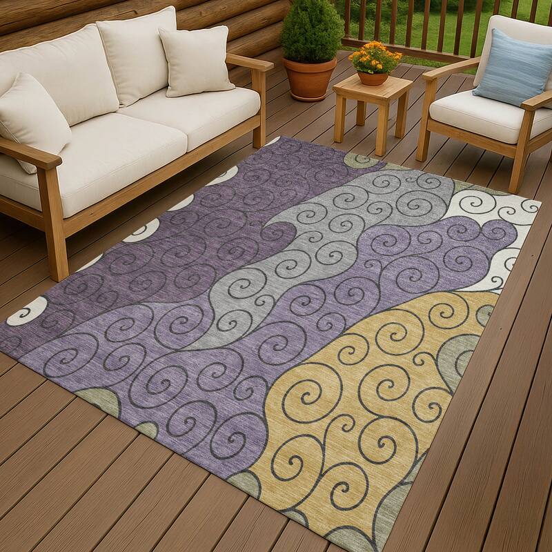 Machine Washable Indoor/ Outdoor Swirly Chantille Rug - Plum - 2'6" x 3'10"