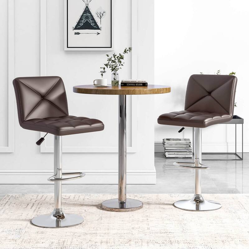 Costway Modern Bar Stools Set of 2 PU Leather Upholstered Swivel - See Details