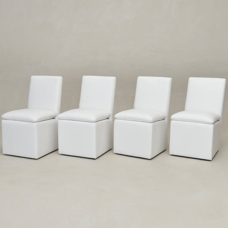 KINWELL 21"W Performance Fabric Dining Chair with Casters (Set of 4)